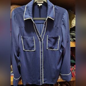 Express Dark Blue Shirt with White Trim